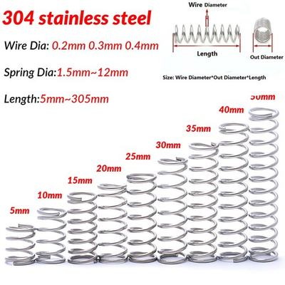 #ad Compression Spring 0.2mm 0.4mm Wire Dia 304 Stainles Steel Pressure Small Spring $4.00