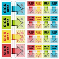 500 Sign Here Flags, Removable Sticky Arrow Tabs for Blue, Green, Yellow, Red