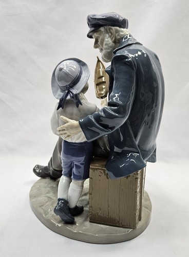 Lladro 5207 A Tall Yarn Old Sailor Grandpa & Boy Figurine Vintage Retired w/Box - Picture 7 of 20