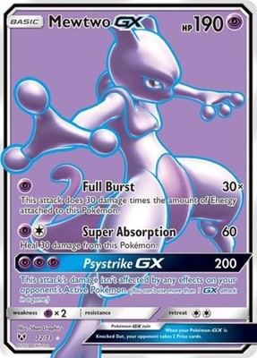 Pokemon Mewtwo GX (Full Art) NM 1st Edition Normal Shining Legends