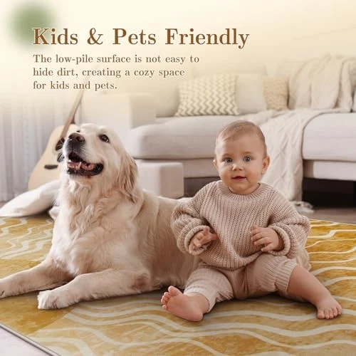  Sun Print Round Area Rug, Boho Washable 5ft Circle Rug for Kids Room  - Image 3 of 4