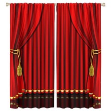 Red Theater Curtains for Stage Home, 41x45in Drapes for Living Room Bedroom
