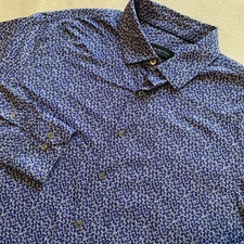 Bugatchi OoohCotton Tech 8 Way Stretch Shirt Men 2XL XXL AOP Geometric Design