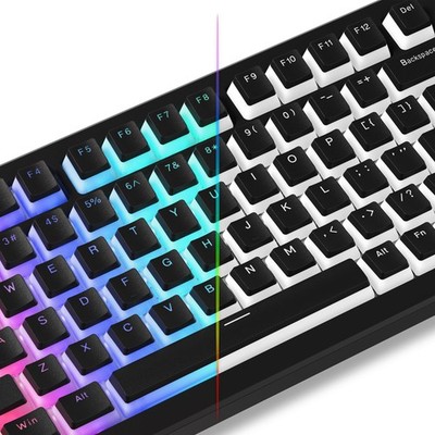 Womier Pudding Keycaps, Black PBT Keycaps 60 65 75 100 Percent 130