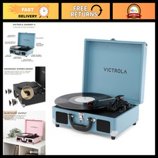 Bluetooth Suitcase Record Player - 3-Speed Turntable, Built-in Speakers, RCA H
