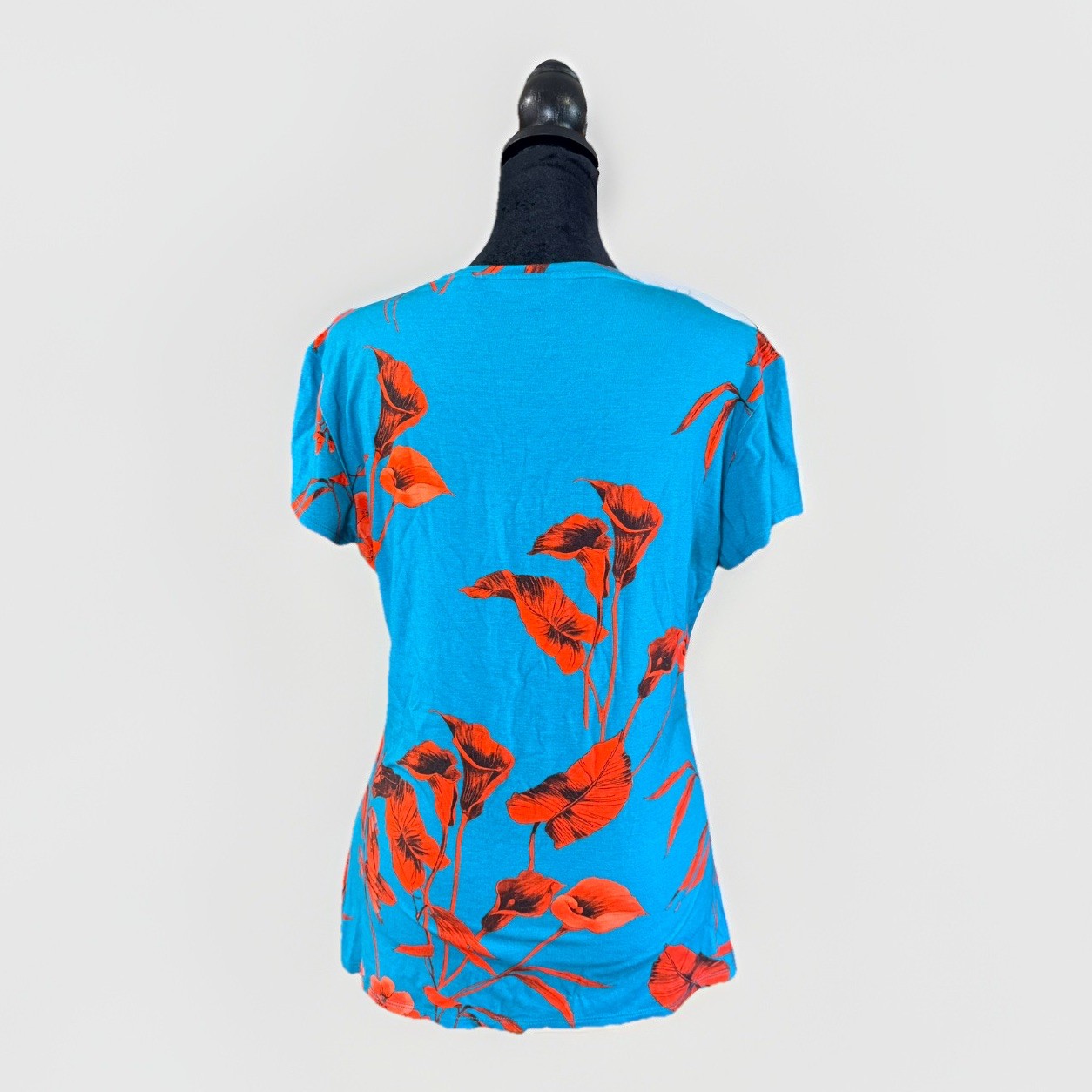 Ted Baker Dillia Fantasia Floral Fitted T-Shirt Top Turquoise Red Size 3 US 8 