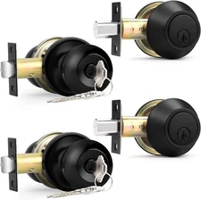 Probrico Black Keyed Alike Entry Knobs Front Door Locks 2 Pack, 