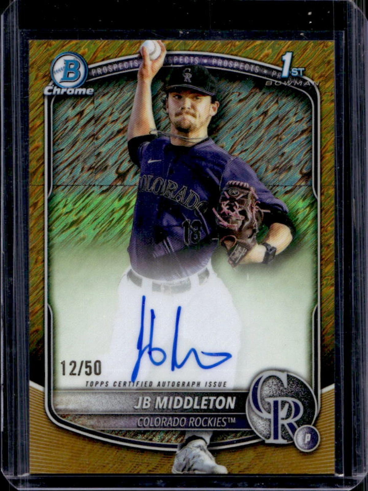 2025 Bowman Draft JB Middleton Chrome Auto Gold Shimmer Refractor 1st #/50
