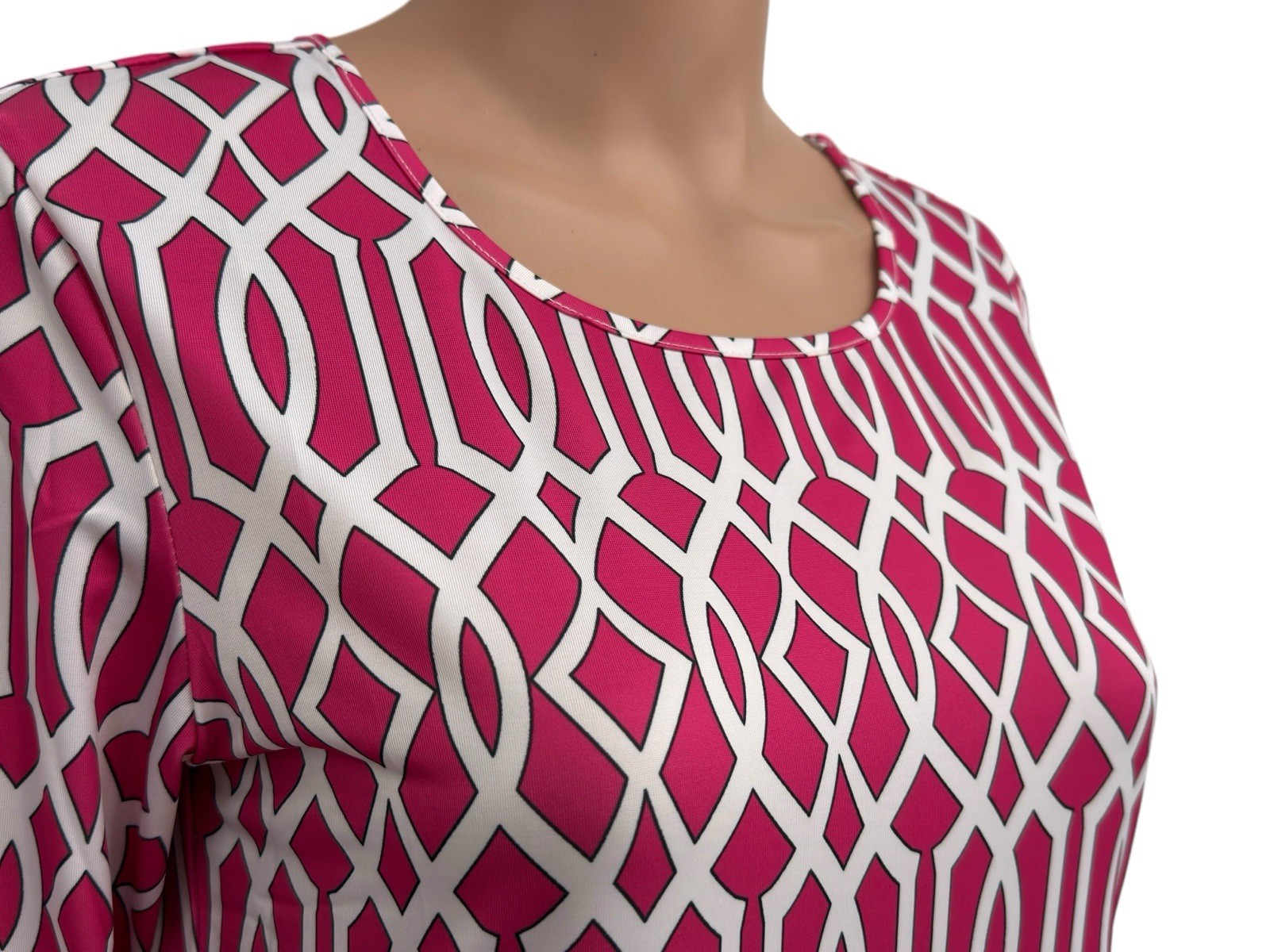 ⭐NWT- Jean Pierre Klifa- WOMEN'S MEDIUM DAPHNE Fuchsia Print Stretch Dress