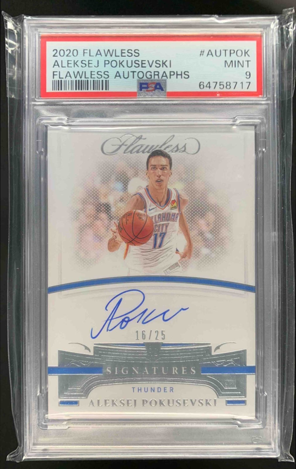 Aleksej Pokusevski 2020-21 Panini Flawless Auto RC Thunder /25 PSA 9