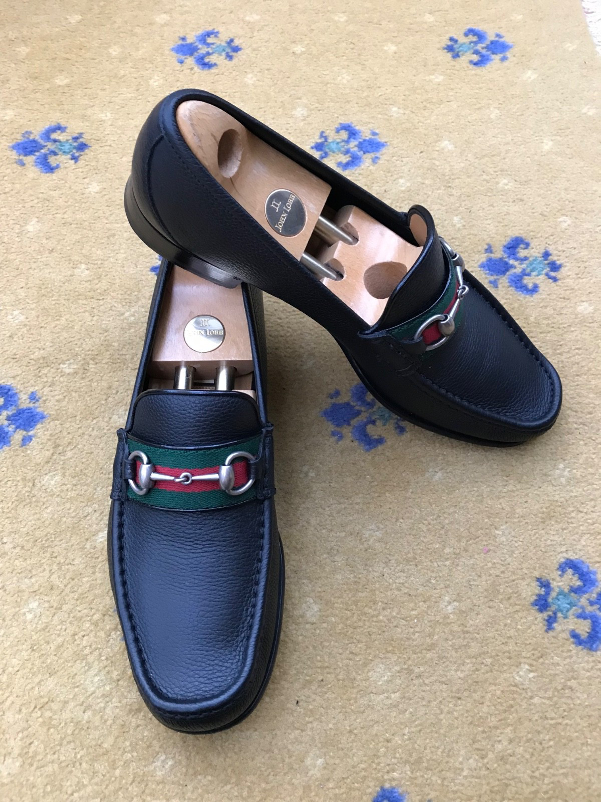 Gucci Loafers Leather Shoes Horsebit Black Web Green Red Mens UK 11 US 12 45 thumbnail 4