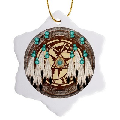 3dRose Native American Art Designer Snowflake Ornament Porcelain 3-Inch ORN