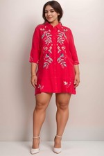Johnny Was Workshop Red Talulla Tiered Flounce Dress W32325-1 Plus Size