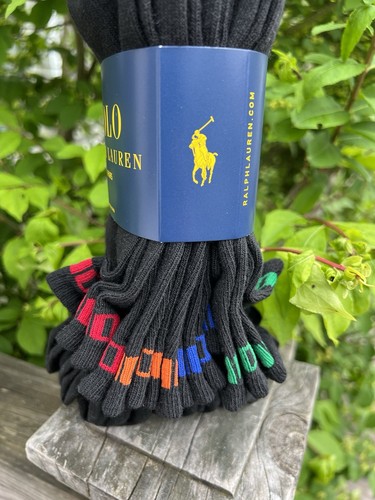 POLO Ralph Lauren MEN’S 8 Pair LOGO Stretch No Show Socks Black 🌈logo - 第 1/9 張圖片
