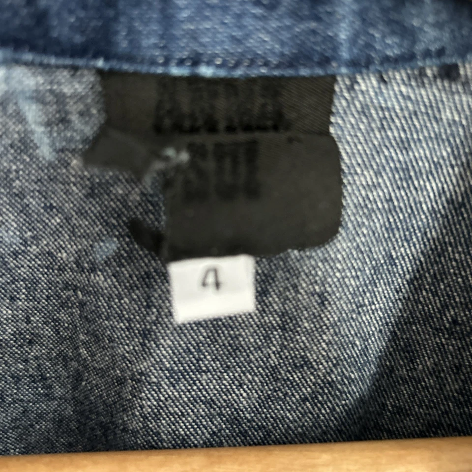 Anna Sui Blue Denim Jean Belted Jacket Blazer 4 S Vintage Luxury Chic 90s Y2K - Image 4 of 4