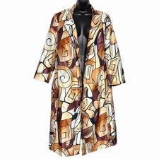 JOHN MEYER ABSTRACT SHANTUNG BLAZER JACKET BOHO ARTSY RETRO PLUS SIZE 20W *READ