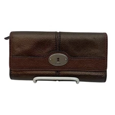 Fossil Leather Wallet Brown Trifold Clutch RFID