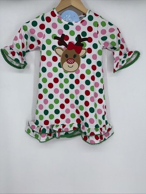 Classic Whimsy Christmas Oh Deer Polka Dot Milly Dress. 4T.  NWT