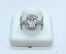Sterling Silver 3Cttw Cubic Zirconia Oval w/ Halo Engagement Ring Size 6