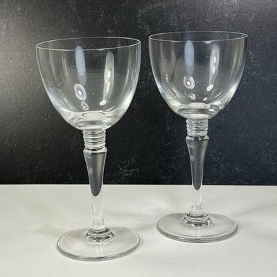2 Saint Louis Grand Lieu Clear 7'' Wine Goblets St Louis Signed