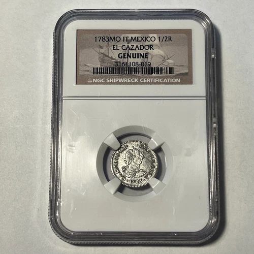 1783 Mexico 1/2 Real EL CAZADOR SHIPWRECK NGC Genuine 