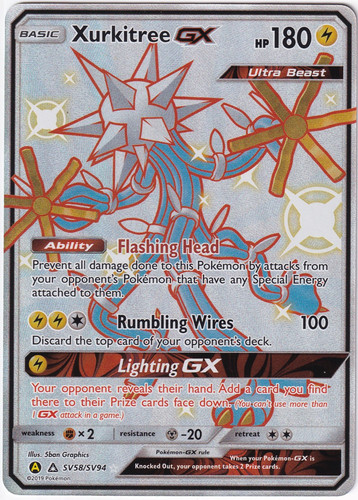 Xurkitree GX Shiny Holo Rare Hidden Fates Shiny Vault SV58/SV94 Pokemon