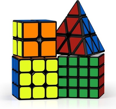 Schwarz Cube Set 4er Pack - Twisty Würfel für Memory und Konzentration, Schwarz