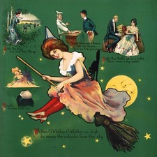 Vintage Witch Halloween Art Poster