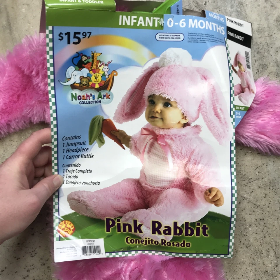 CONEJO ROSA Bebé Bebé Conjunto de 3 Piezas Disfraz Conejo de Pascua Rubí Talla 0 - 6 Meses Foto 2 de 4