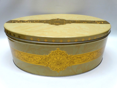 Vtg 2002 Lambertz European Gourmet Tin Lg Oval Deluxe Chocolate Cookies Germany