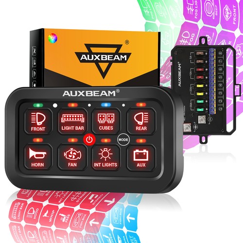 Panel de interruptor de 8 velocidades AUXBEAM RGB BARRA DE LUZ LED sistema de relé barco marino camión ATV - Imagen 4 de 11
