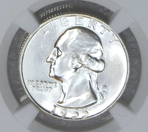1955-D Washington Quarter NGC MS64 Frosty White PQ New Holder #C84Z - Picture 2 of 4