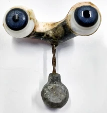 Vintage German Antique Hand Blown Rocker Glass Doll Eyes Blue About 12mm BW3-42