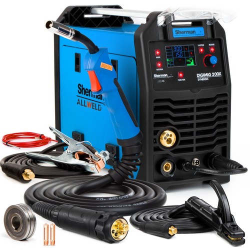 Fully Synergistic MIG MAG Welding Machine Aluminum - 3 in 1 TIG MMA 200A Set of 3 - Sherman - Picture 2 of 8