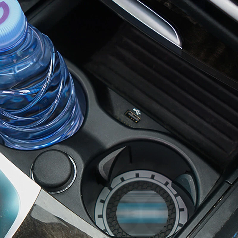 2PC Rubber Car Accessories Water Cup Holder Pad Coaster Gray Edge For Mitsubishi — 第 2/2 张图片