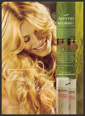 Aveeno Nourish Hair Products 2000s Print Advertisement 2009 Blonde