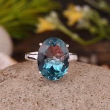 Oval Cut Alexandrite Sterling Silver Gemstone Ring Engagement Ring Gift For Her