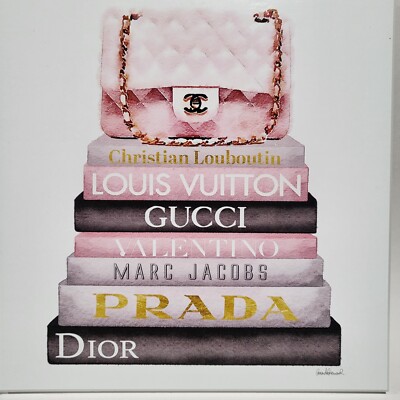 Pink Chanel Bag and Designer Book Stacks Art | eBay