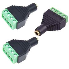 3x 3.5mm 1/8" Stereo Female 4 Pole To AV Screw Video Balun Terminal Plug Adapter