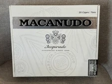 Macanudo Inspirado White Empty Cigar Box 8.25 x 7 x 2 inch Silver Black Honduras