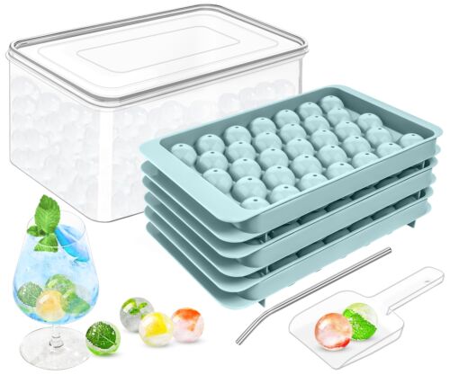 3 Pack Mini Ice Cube Trays with Bin for Freezer Drinks Coffee Cocktails Beverage