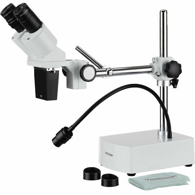 AmScope 10X Fernglas Stereo Mikroskop Auf Boom Arm Ständer + LED Schwanenhals