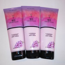 Set of 3 Bath  Body Works Cream Lotion Rose Champagne 24 Hour Moisture Shea