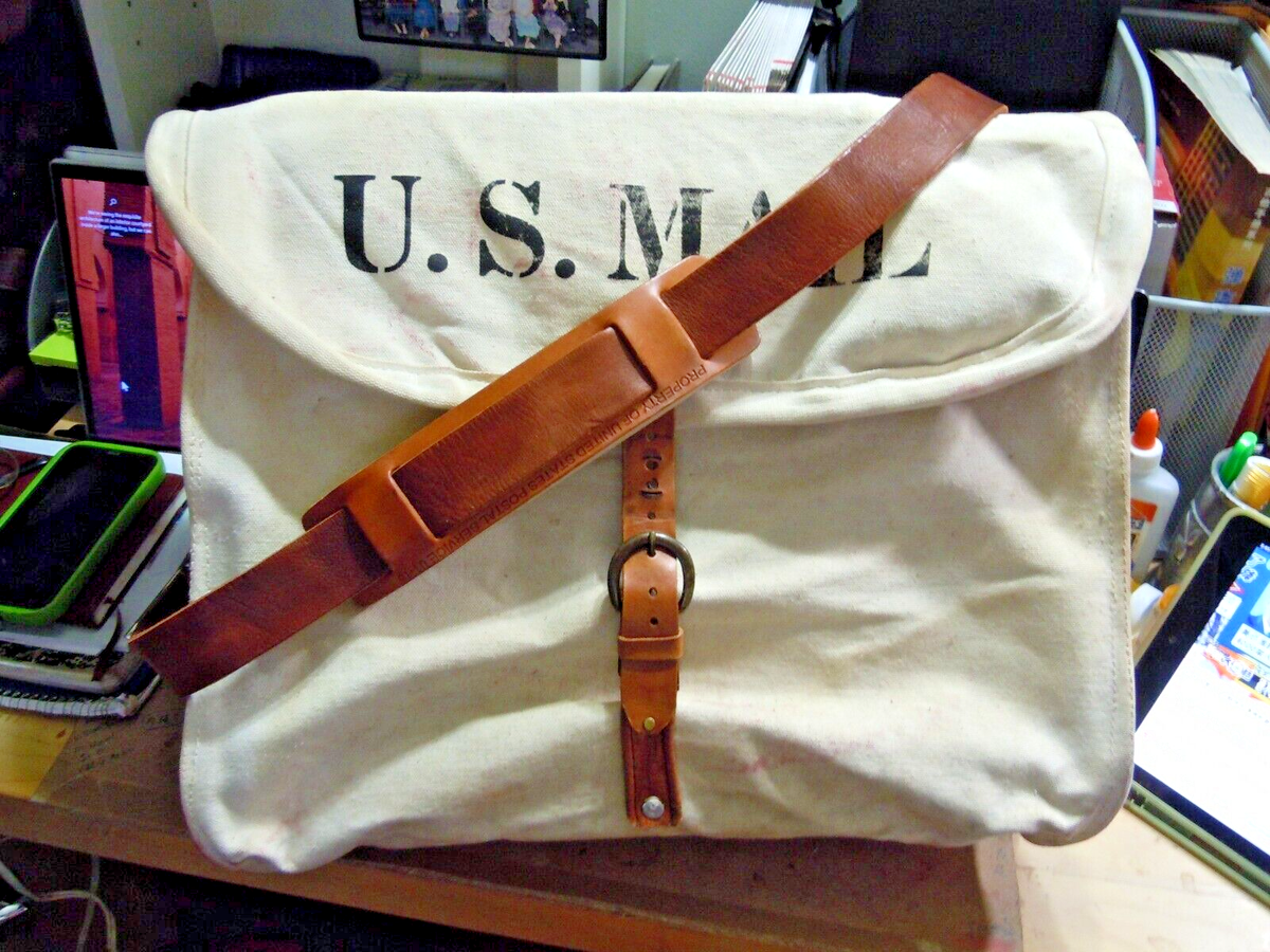 VTG Rare USPS US Leather Canvas Mail Postal Carrier Messenger