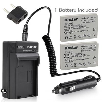 Kastar DB-L40 Battery Charger Sanyo VPC-HD1 VPC-HD1E VPC-HD2 VPC-HD700 VPC-HD800
