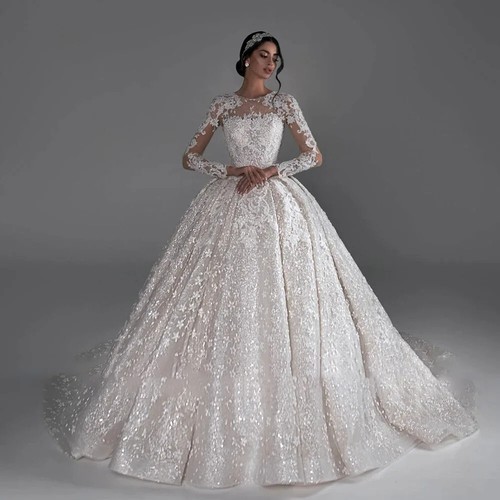 Blue Lace Beaded Evening Dresses Gowns 2025 A-Line Luxury For Woman Wedding Party LA71249