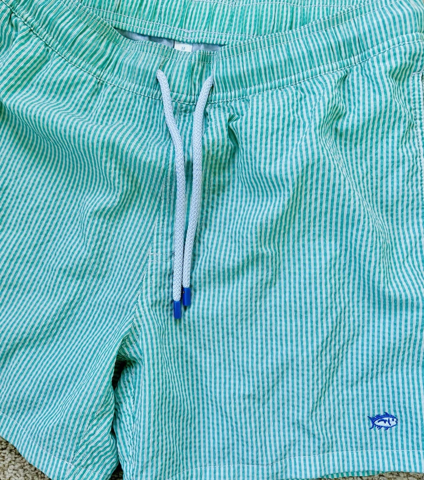 Usado en Excelente Condición South Tide Preppy Seersucker Rayas Vacaciones Para Hombres Bañador Pantalones Cortos M Foto 3 de 4