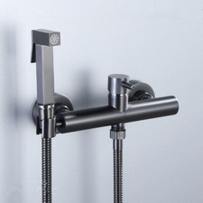 Brass Handheld Bidet Sprayer for Toilet Hot and Cold Bidet Faucet Mixer Gray