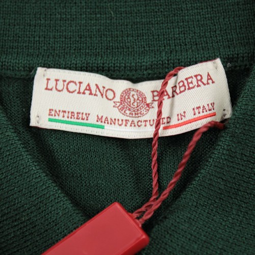 Luciano Barbera NWT Collared Sweater Size 54 XL US Solid Green Cashmere/Silk - Picture 2 of 10