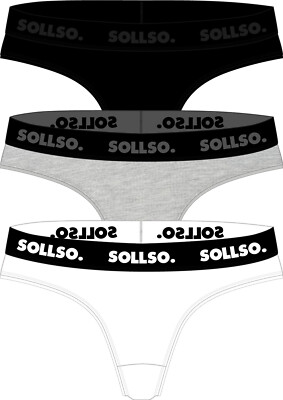 SOLLSO. Tanga 3er Pack Damen Tanga String Dessous Unterwäsche Slip Gr. S-XL